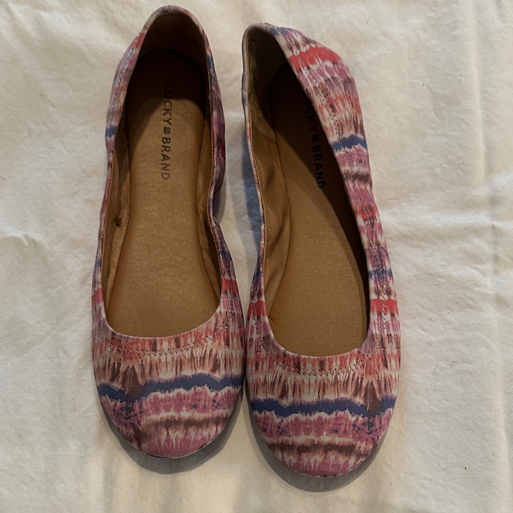 Lucky Brand Multicolor Tie-Dye Ballet Flats — Pink Purple Blue